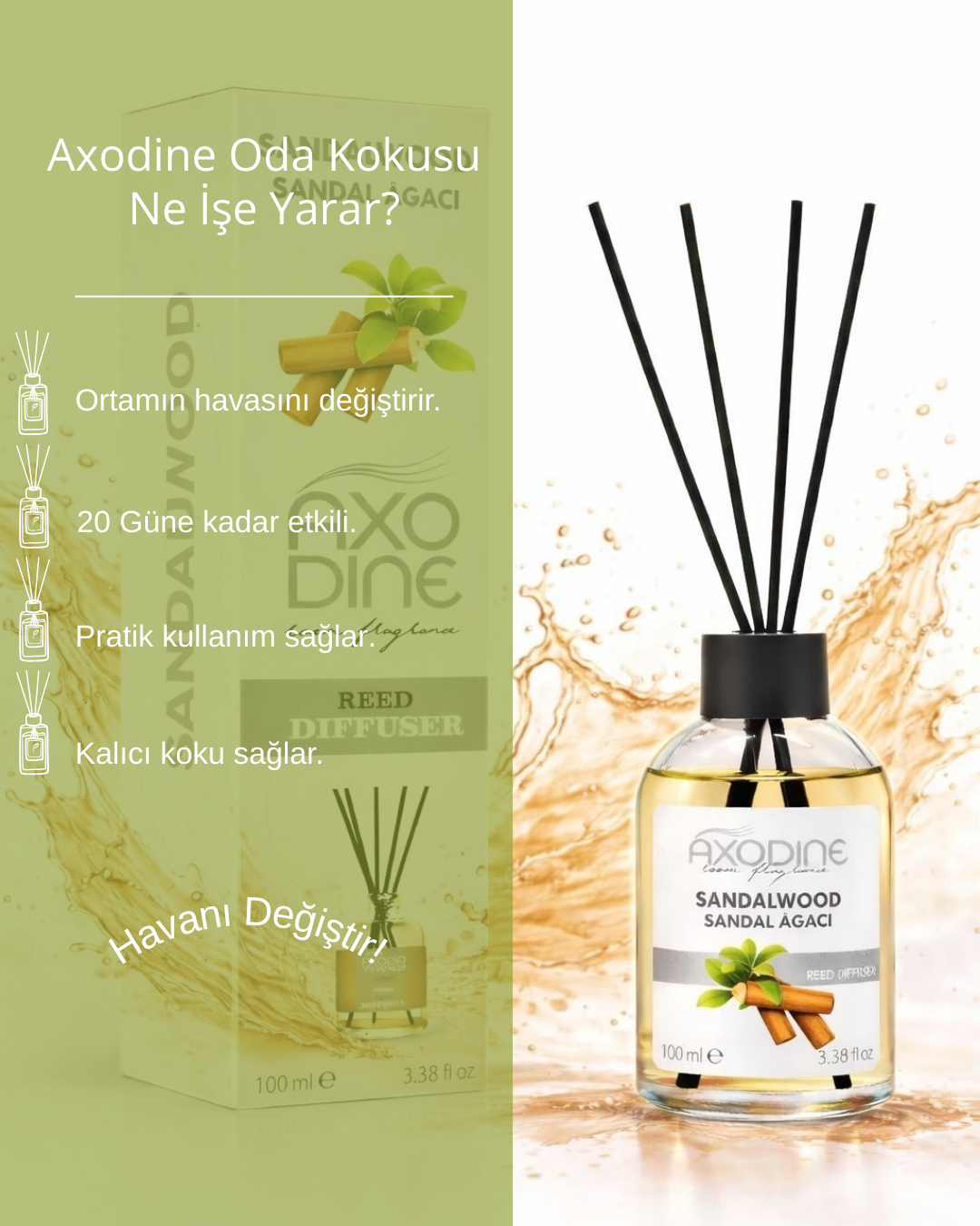 Sandal Ağacı Bambu Çubuklu Oda Kokusu 100 ML